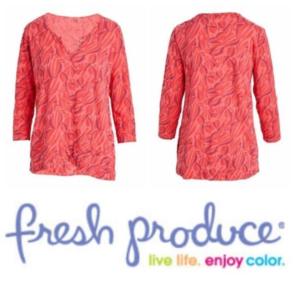 New Fresh Produce XS Vibrant Poppy Tumbled Petals Jordan Top‎ Shirt Made In USA